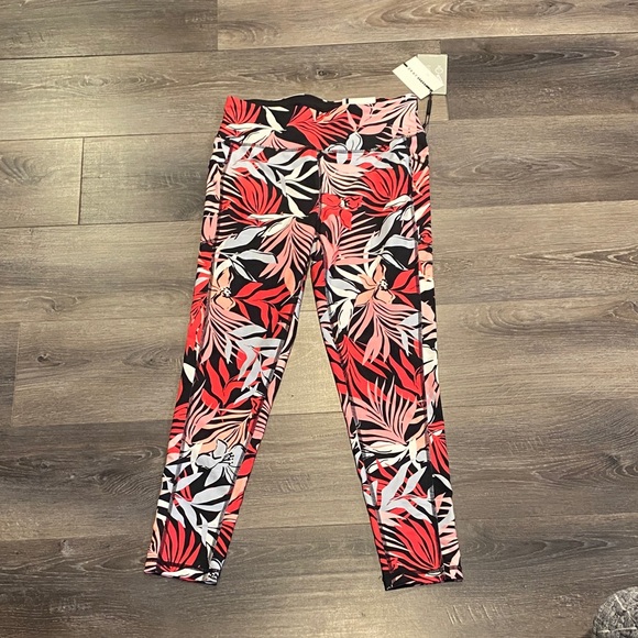 DKNY Soirt High- Waist Floral Print Kids Leggings Size Medium NWT